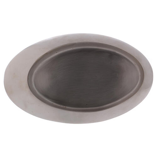 Silver-plated brass candle holder plate with satin finish 8x4 1/4 in 3