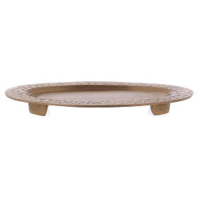 Candle holder plate with wrought edge in gold-plated brass