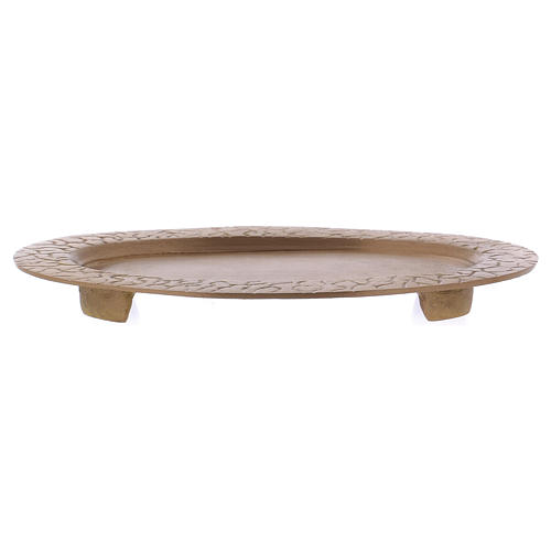 Candle holder plate with wrought edge in gold-plated brass 2