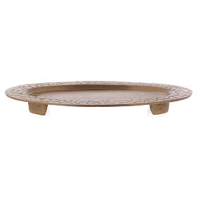 Gold plated brass candle holder plate with decorated edge