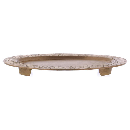 Gold plated brass candle holder plate with decorated edge 2