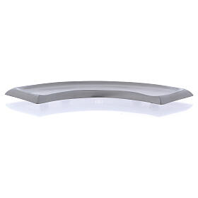 Wavy candle holder plate in matte silver-plated brass