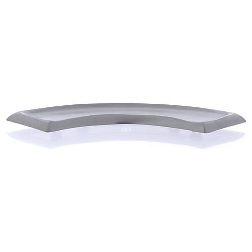 Wavy candle holder plate in matte silver-plated brass 2
