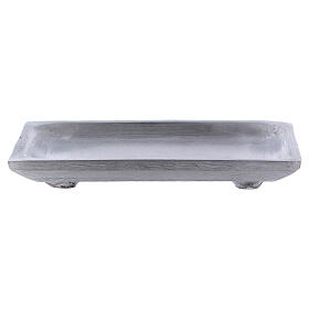 Prato porta-vela rectangular alumínio prateado opaco 10x7 cm