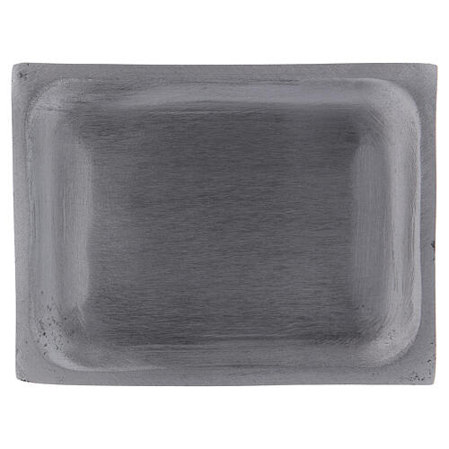 Rectangular candle holder plate in matte silver-plated aluminium 4x3 in 1