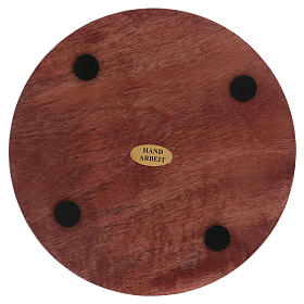 Round candle holder plate in wood 14 cm