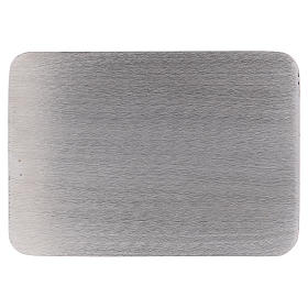 Platillo portavelas rectangular aluminio plata 17x12 cm