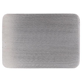 Piattino portacandele rettangolare alluminio argento 17x12 cm
