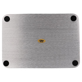 Piattino portacandele rettangolare alluminio argento 17x12 cm