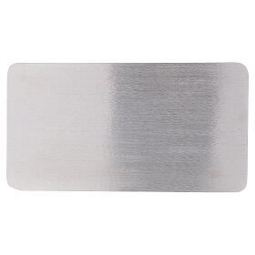 Rectangular candle holder plate in silver-plated aluminium 11 3/4x6 1/4 in
