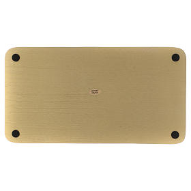 Plato portavelas rectangular aluminio dorado 30x16