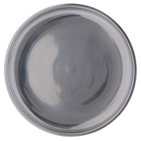 Candle holder plate with raised edge in silver-plated aluminium 12 cm