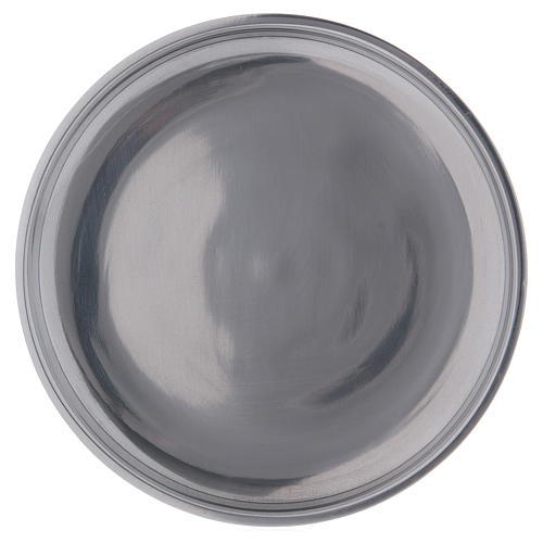 Candle holder plate with raised edge in silver-plated aluminium 12 cm 1