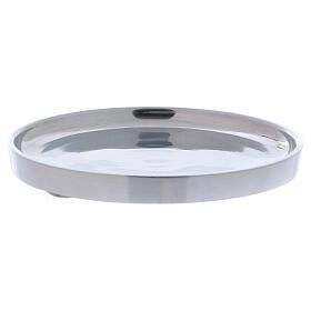 Silver-plated aluminium candle holder plated with raised edge 4 3/4 in