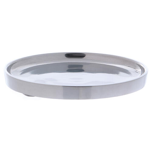 Silver-plated aluminium candle holder plated with raised edge 4 3/4 in 2