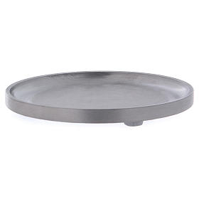 Round candle holder in silver-plated aluminium diam. 14 cm 