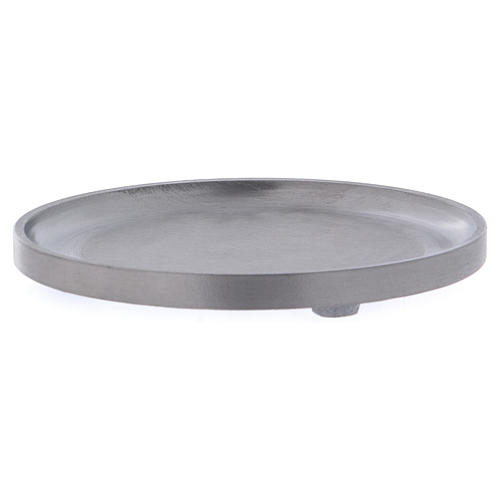 Portavelas diámetro 14 cm aluminio plateado redondo 2
