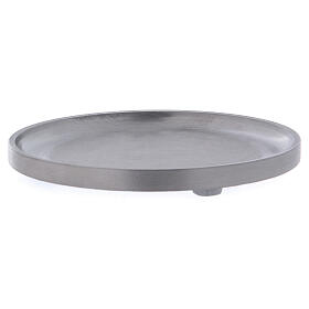 Round candlestick 5 1/2 in diameter in silver-plated aluminium
