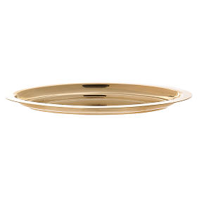Oval candle holder in glossy gold-plated brass 16x9.5 cm
