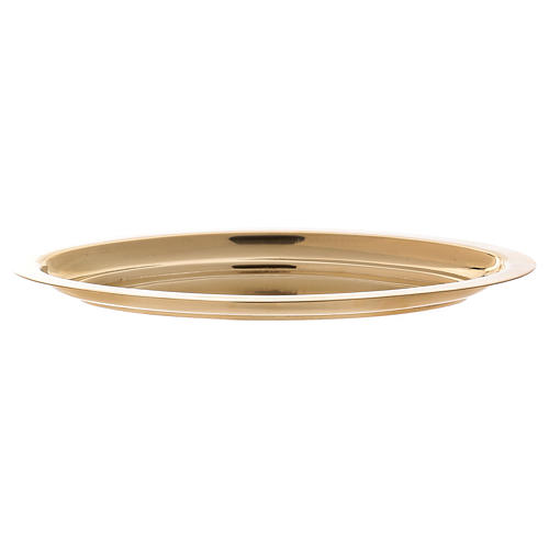 Oval candle holder in glossy gold-plated brass 16x9.5 cm 2