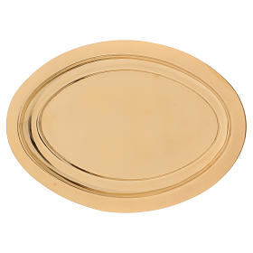 Porte-bougie ovale laiton doré brillant 16x9,5 cm