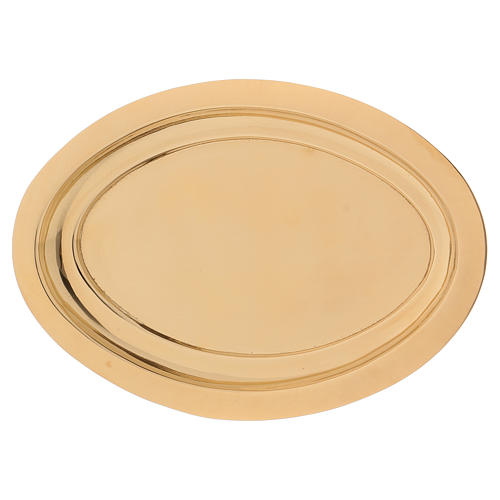 Porte-bougie ovale laiton doré brillant 16x9,5 cm 1