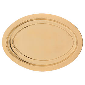 Porta-vela oval latão dourado brilhante 16x9,5 cm