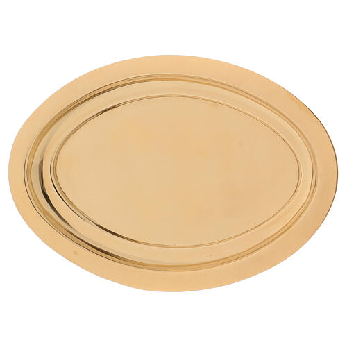 Porta-vela oval latão dourado brilhante 16x9,5 cm 1