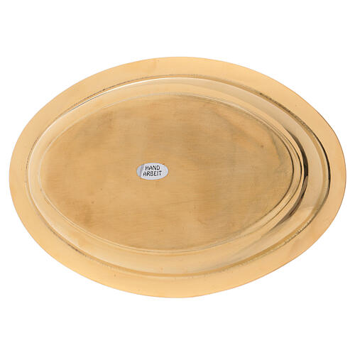 Porta-vela oval latão dourado brilhante 16x9,5 cm 3