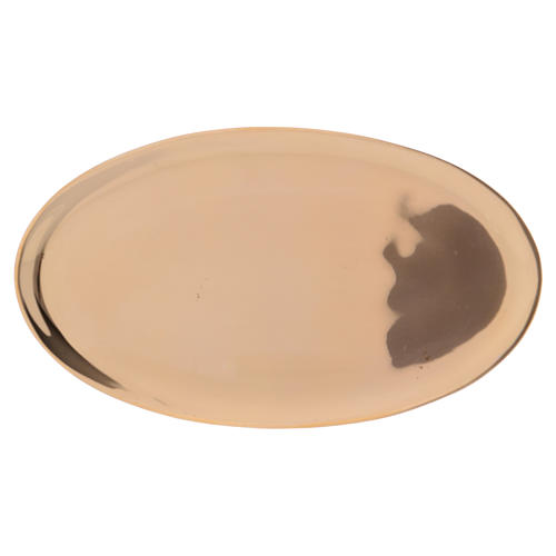 Oval candle holder plate in glossy gold-plated brass 17x10 cm 1