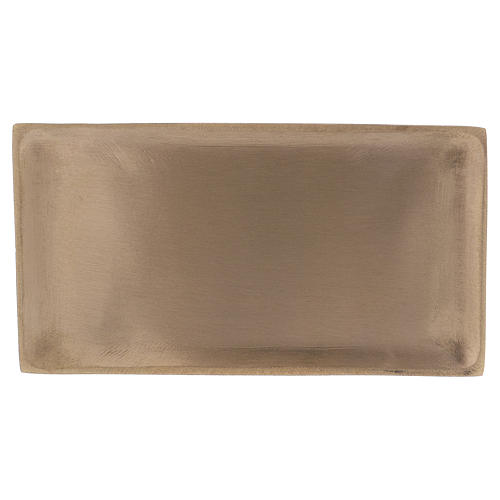 Rectangular candle holder plate in satinised gold-plated brass 16.5x9 cm 1