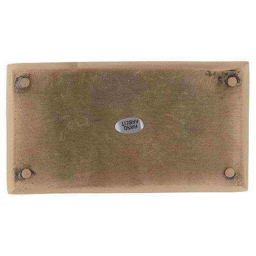 Rectangular candle holder plate in satinised gold-plated brass 16.5x9 cm 3