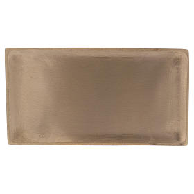 Piatto rettangolare portacandela ottone oro satinato 16,5x9 cm
