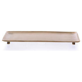 Piatto rettangolare portacandela ottone oro satinato 16,5x9 cm