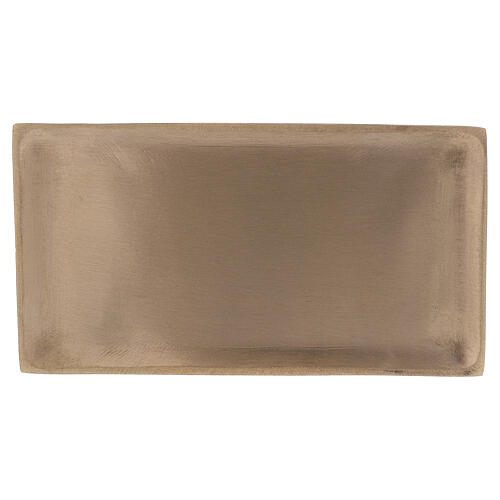 Rectangular candle holder plate in gold plated brass with satin finish 6 1/2x3 1/2 in 1