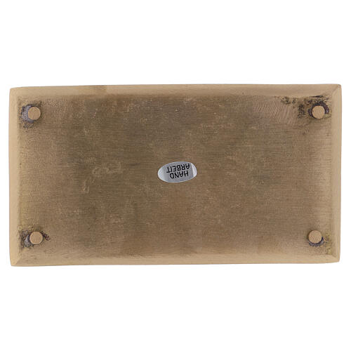 Rectangular candle holder plate in gold plated brass with satin finish 6 1/2x3 1/2 in 3