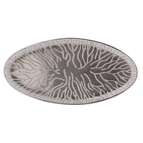 Oval plate in silver-plated brass with decorations 18x9 cm