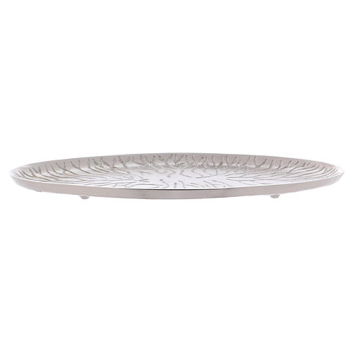Oval plate in silver-plated brass with decorations 18x9 cm 2