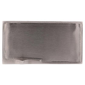 Rectangular candle holder plate in satinised nickel-plated brass 16.5x9 cm