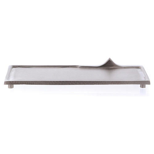 Rectangular candle holder plate in satinised nickel-plated brass 16.5x9 cm 2