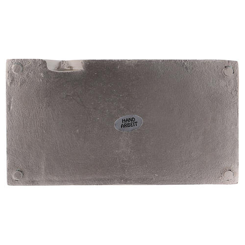 Rectangular candle holder plate in satinised nickel-plated brass 16.5x9 cm 3