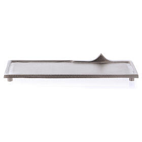 Rectangular candle holder plate in nickel-plated brass with satin finish 6 1/2x3 1/2 in