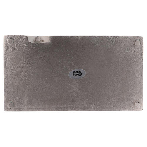 Rectangular candle holder plate in nickel-plated brass with satin finish 6 1/2x3 1/2 in 3