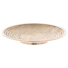 Candle holder plate in gold-plated brass with spiral-shaped decoration 15 cm