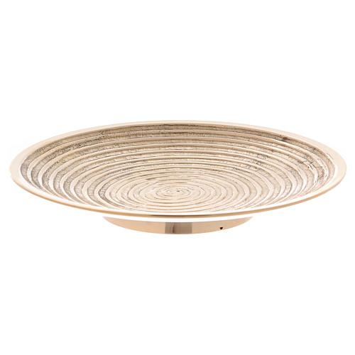 Candle holder plate in gold-plated brass with spiral-shaped decoration 15 cm 1