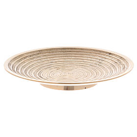 Gold plated brass candle holder plate with spiral decoration 6 in