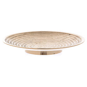 Gold plated brass candle holder plate with spiral decoration 6 in