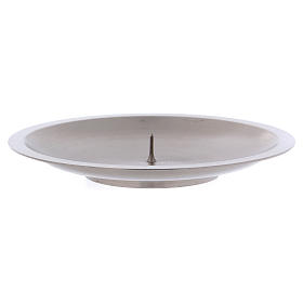 Round candle holder in matt silver-plated brass with jag