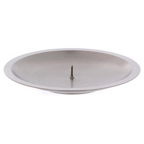 Round candle holder in matt silver-plated brass with jag 1