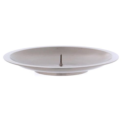 Round candle holder in matt silver-plated brass with jag 2